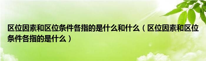 区位因素和区位条件各指的是什么和什么（区位因素和区位条件各指的是什么）