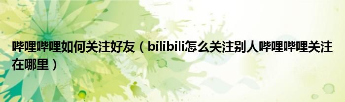 哔哩哔哩如何关注好友（bilibili怎么关注别人哔哩哔哩关注在哪里）