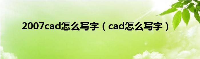 2007cad怎么写字（cad怎么写字）