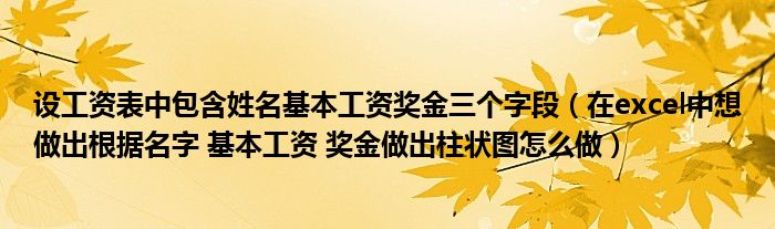 设工资表中包含姓名基本工资奖金三个字段（在excel中想做出根据名字 基本工资 奖金做出柱状图怎么做）