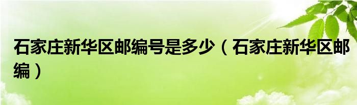 石家庄新华区邮编号是多少（石家庄新华区邮编）