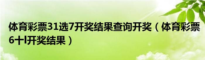 体育彩票31选7开奖结果查询开奖（体育彩票6十l开奖结果）