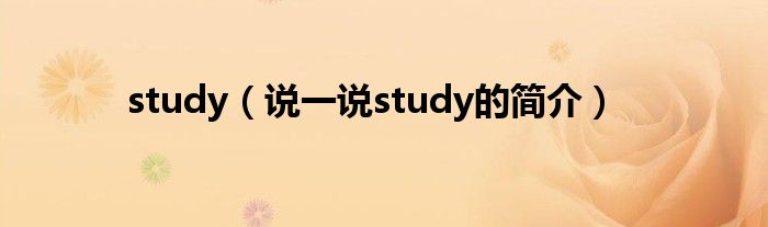 study（说一说study的简介）