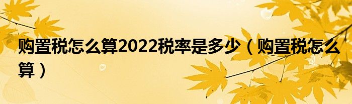 购置税怎么算2022税率是多少（购置税怎么算）