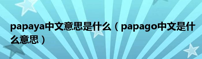 papaya中文意思是什么（papago中文是什么意思）