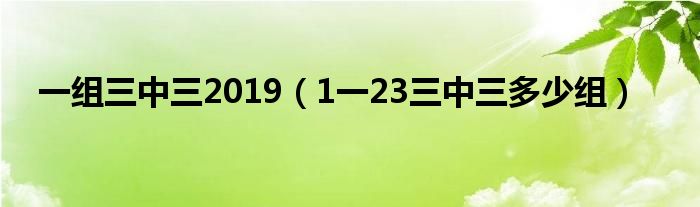 一组三中三2019（1一23三中三多少组）