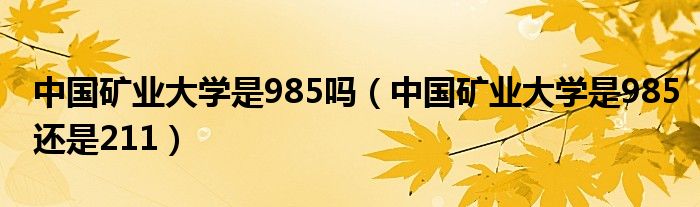 中国矿业大学是985吗（中国矿业大学是985还是211）