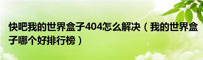 快吧我的世界盒子404怎么解决（我的世界盒子哪个好排行榜）