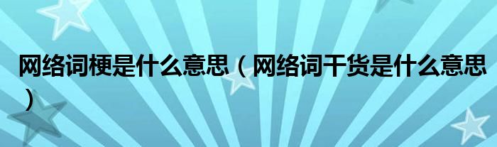 网络词梗是什么意思（网络词干货是什么意思）