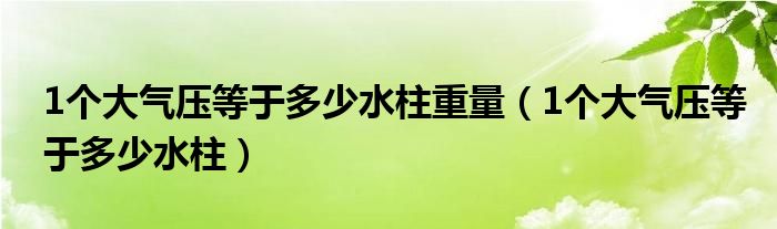 1个大气压等于多少水柱重量（1个大气压等于多少水柱）