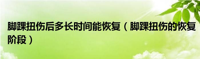 脚踝扭伤后多长时间能恢复（脚踝扭伤的恢复阶段）