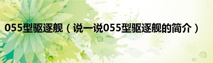 055型驱逐舰（说一说055型驱逐舰的简介）