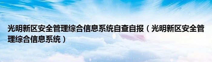 光明新区安全管理综合信息系统自查自报（光明新区安全管理综合信息系统）