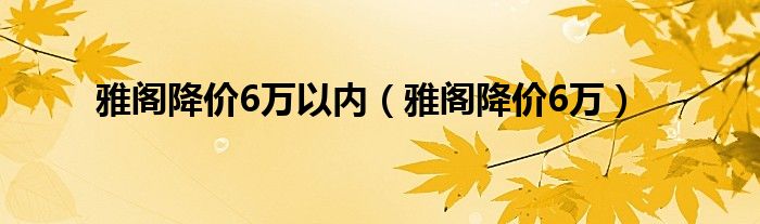 雅阁降价6万以内（雅阁降价6万）