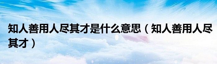 知人善用人尽其才是什么意思（知人善用人尽其才）