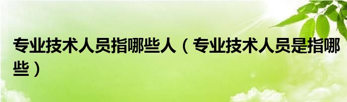 专业技术人员指哪些人（专业技术人员是指哪些）