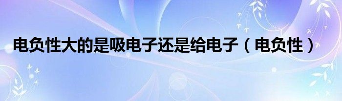 电负性大的是吸电子还是给电子（电负性）