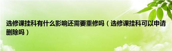 选修课挂科有什么影响还需要重修吗（选修课挂科可以申请删除吗）