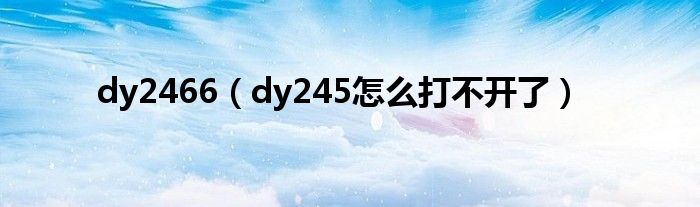 dy2466（dy245怎么打不开了）