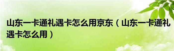 山东一卡通礼遇卡怎么用京东（山东一卡通礼遇卡怎么用）