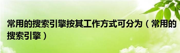 常用的搜索引擎按其工作方式可分为（常用的搜索引擎）