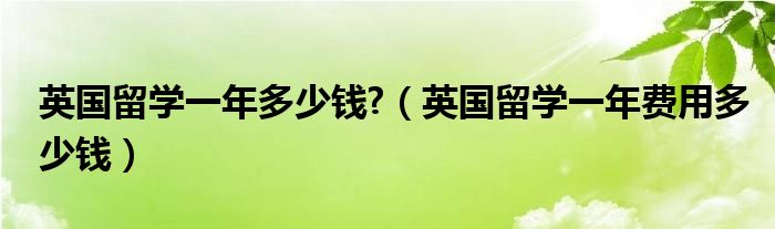 英国留学一年多少钱?（英国留学一年费用多少钱）