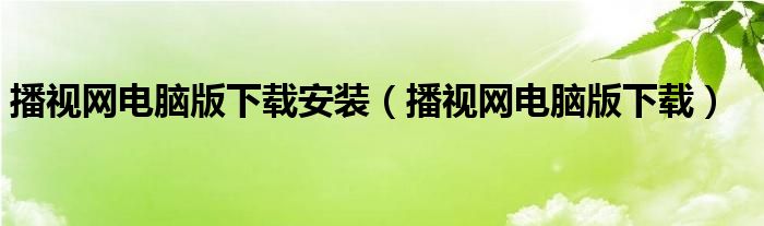 播视网电脑版下载安装（播视网电脑版下载）