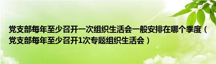 党支部每年至少召开一次组织生活会一般安排在哪个季度（党支部每年至少召开1次专题组织生活会）