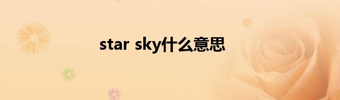 star sky什么意思