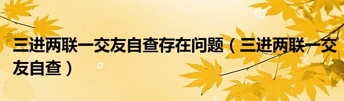 三进两联一交友自查存在问题（三进两联一交友自查）