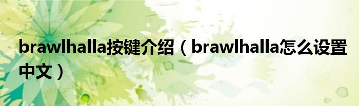 brawlhalla按键介绍（brawlhalla怎么设置中文）