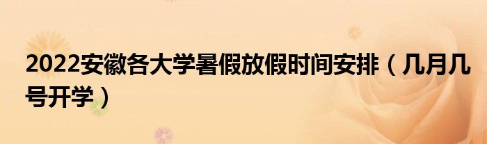 2022安徽各大学暑假放假时间安排（几月几号开学）