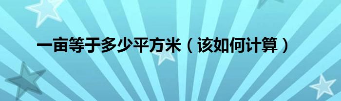 一亩等于多少平方米（该如何计算）