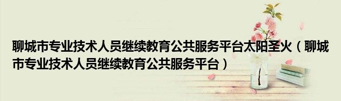 聊城市专业技术人员继续教育公共服务平台太阳圣火（聊城市专业技术人员继续教育公共服务平台）