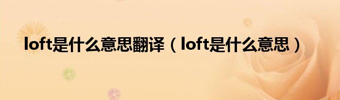 loft是什么意思翻译（loft是什么意思）