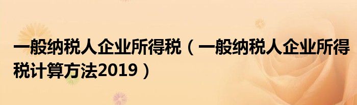 一般纳税人企业所得税（一般纳税人企业所得税计算方法2019）