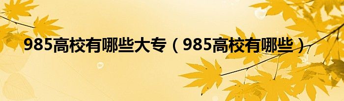 985高校有哪些大专（985高校有哪些）