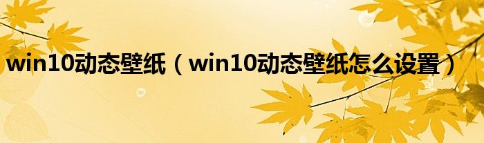 win10动态壁纸（win10动态壁纸怎么设置）