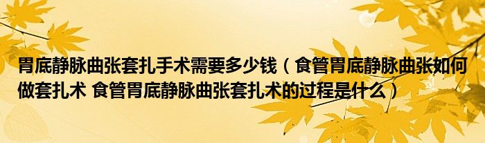 胃底静脉曲张套扎手术需要多少钱（食管胃底静脉曲张如何做套扎术 食管胃底静脉曲张套扎术的过程是什么）