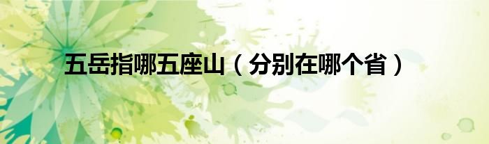 五岳指哪五座山（分别在哪个省）