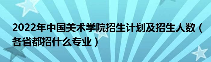 2022年中国美术学院招生计划及招生人数（各省都招什么专业）