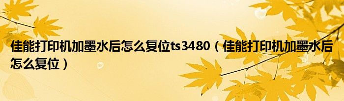 佳能打印机加墨水后怎么复位ts3480（佳能打印机加墨水后怎么复位）