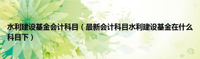 水利建设基金会计科目（最新会计科目水利建设基金在什么科目下）