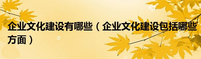 企业文化建设有哪些（企业文化建设包括哪些方面）