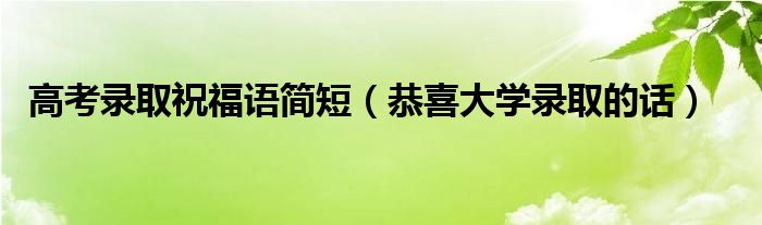 高考录取祝福语简短（恭喜大学录取的话）