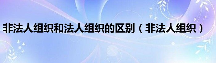 非法人组织和法人组织的区别（非法人组织）