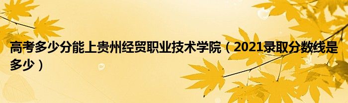 高考多少分能上贵州经贸职业技术学院（2021录取分数线是多少）