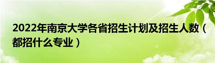 2022年南京大学各省招生计划及招生人数（都招什么专业）