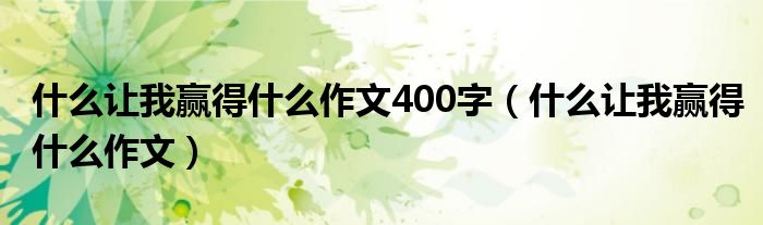 什么让我赢得什么作文400字（什么让我赢得什么作文）