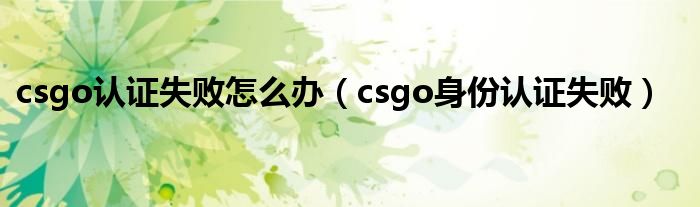 csgo认证失败怎么办（csgo身份认证失败）